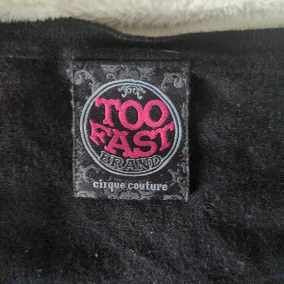 Too Fast sugar skull pocket button cardigan dia de los muertos goth punk retro - Picture 2 of 5